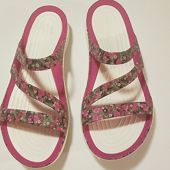 crocs floral sandals